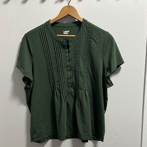 Lands' End Dark Green Pleated Top